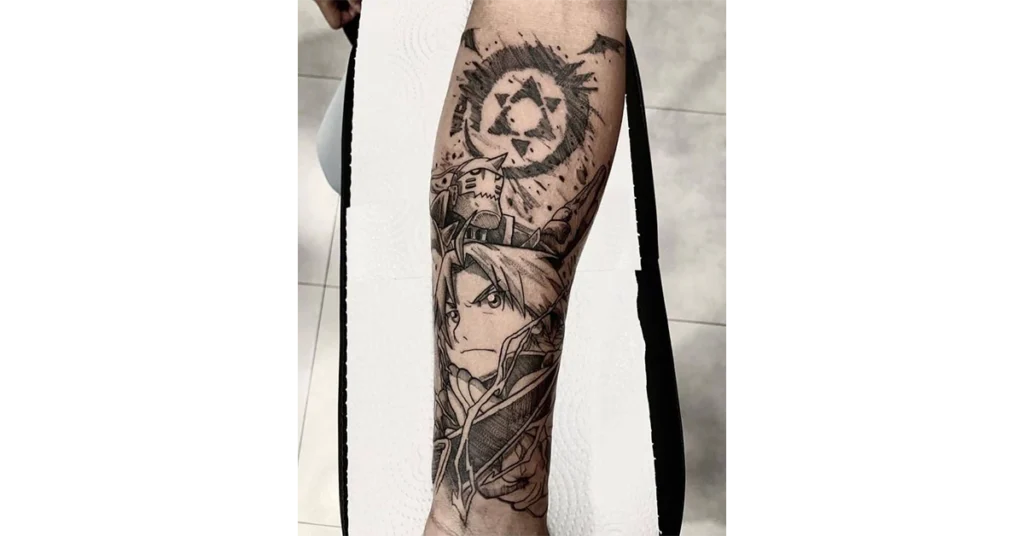 Anime Arm Tattoo black and white