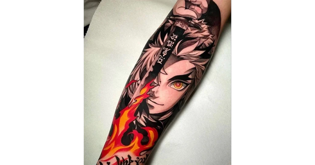 fire blade arm tattoo