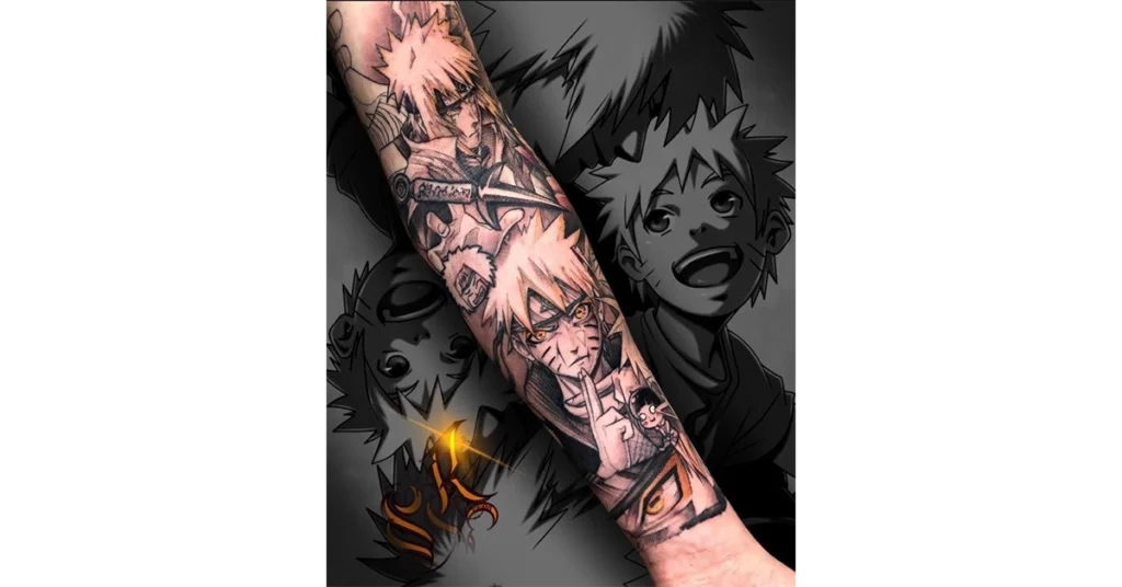 Naruto Full Arm tatto yellow eyes 