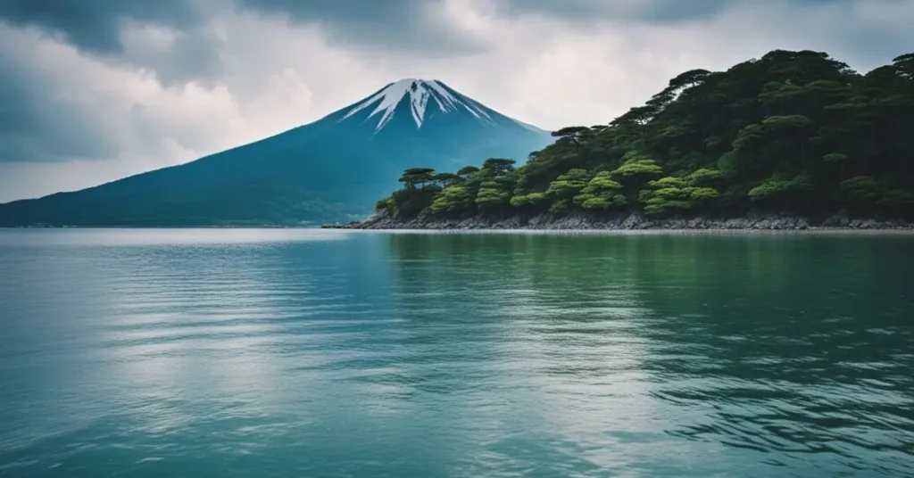 The view from a lake in Japan