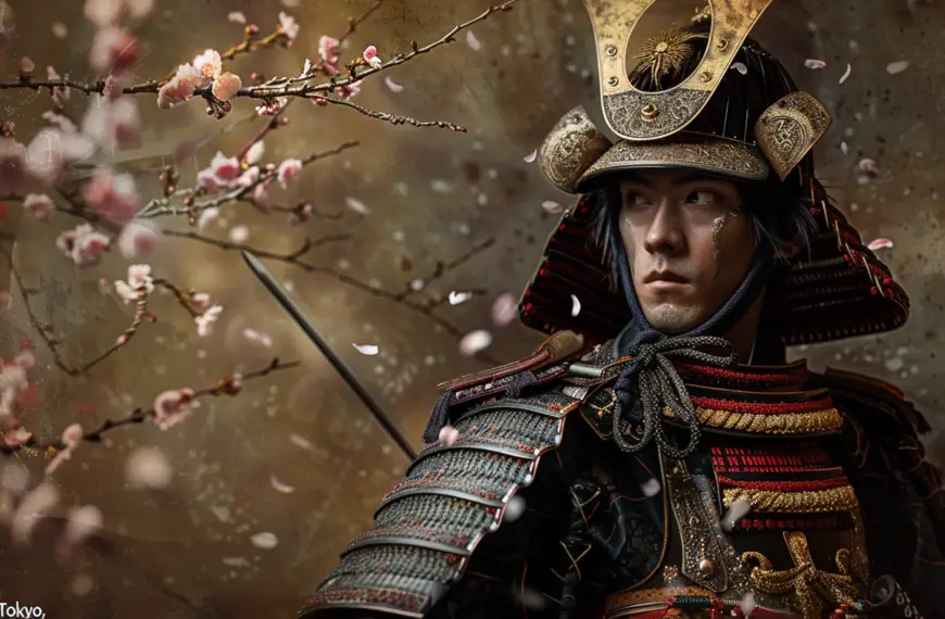 Samurai of Tokyo with a man in samurai wear in a old scenario