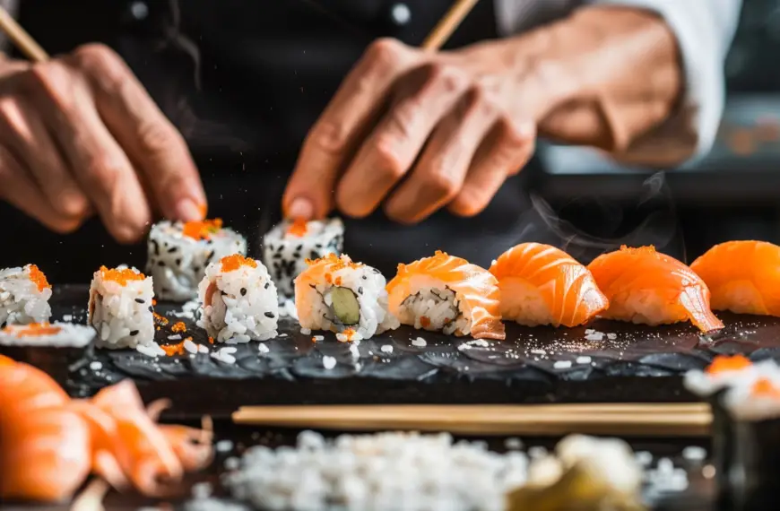 sushi dai tokyo with a sushi chef making sushi rolls