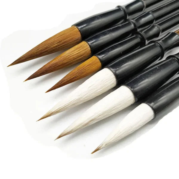 3Pcs White Woolen Brush Brown Weasel Wool Hair Chinese Japanese Calligraphy Brush Pen Set Art For 2