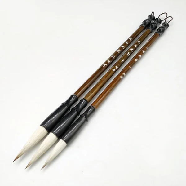3Pcs White Woolen Brush Brown Weasel Wool Hair Chinese Japanese Calligraphy Brush Pen Set Art For 4