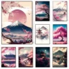 Japanese Cherry Blossom Fuji Mountain Sunset Tokyo Scenery Poster HD Printed Canvas Painting Wall Art Pictures