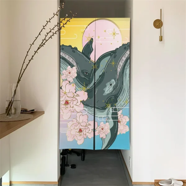 Japanese Style Door Curtain Panel Traditional Chinese Dragon Owl Tiger Painting Door Tapestry Room Divider Curtains 3