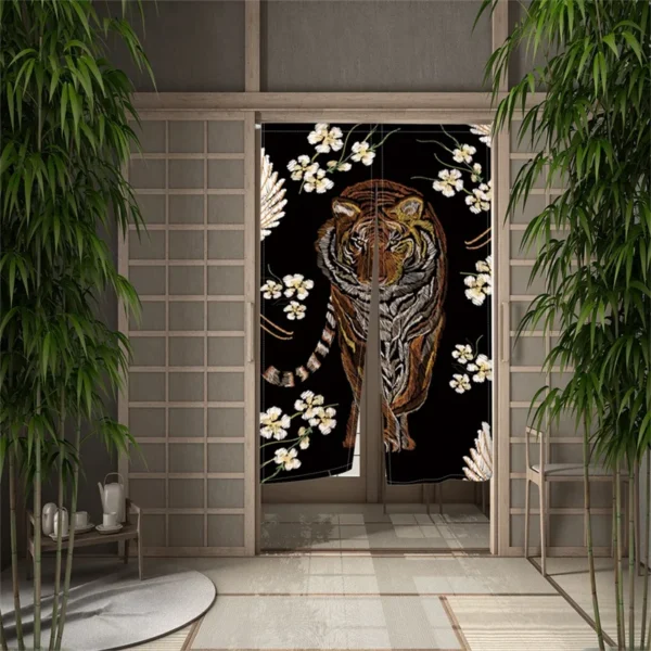 Japanese Style Door Curtain Panel Traditional Chinese Dragon Owl Tiger Painting Door Tapestry Room Divider Curtains 5