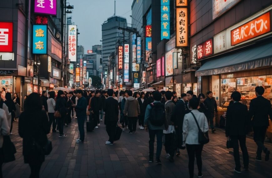 Shibuya Tokyo with teh streets full of tourists on shibuya crossing