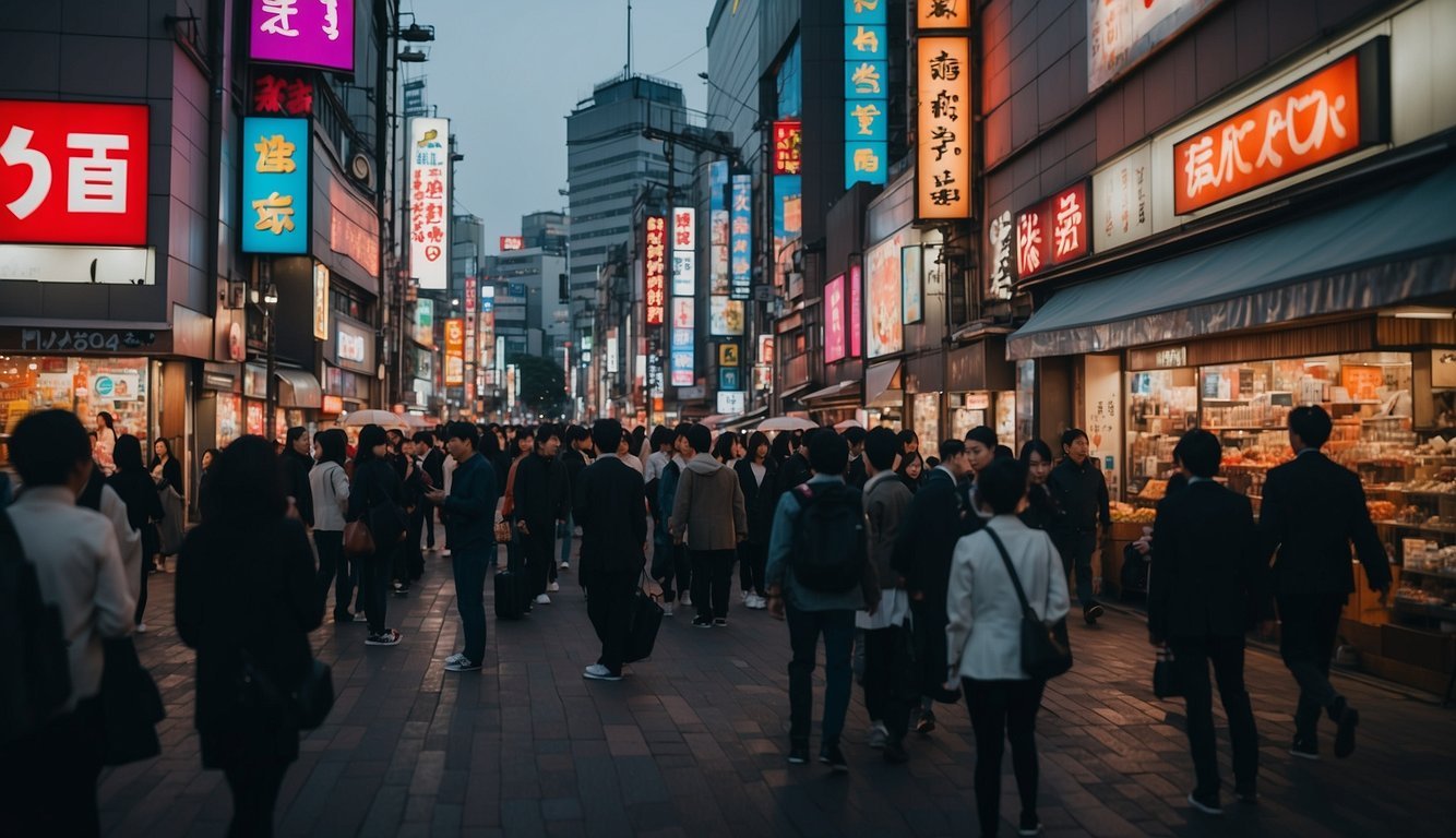 Shibuya Tokyo with teh streets full of tourists on shibuya crossing