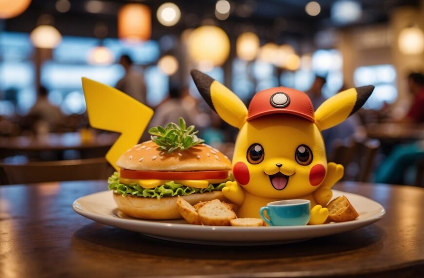 Pokemon Cafe Tokyo with a burger with pikatchu