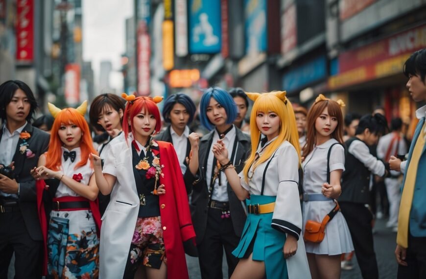 Tokyo Revengers Cosplay with several people standing in cosplays in the streets of tokyio