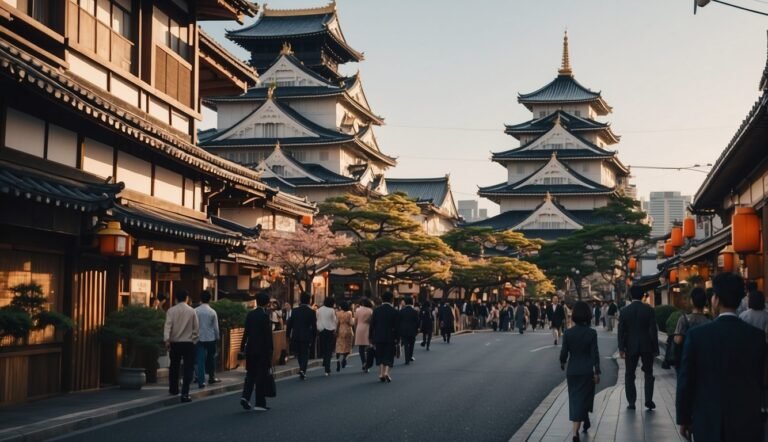 Where to Stay in Osaka: Top Accommodations 2024! 2 Where to Stay in Osaka with a street with people leading to osaka castle