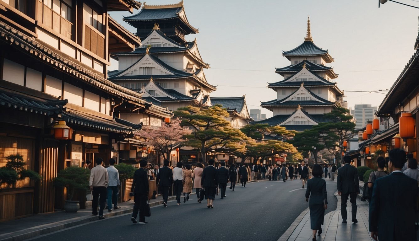 Where to Stay in Osaka: Top Accommodations 2024! 1 Where to Stay in Osaka with a street with people leading to osaka castle