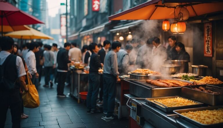 Osaka Street Food: The Ultimate Culinary Adventure 2024! 4 Osaka Street Food with people in front of food stores