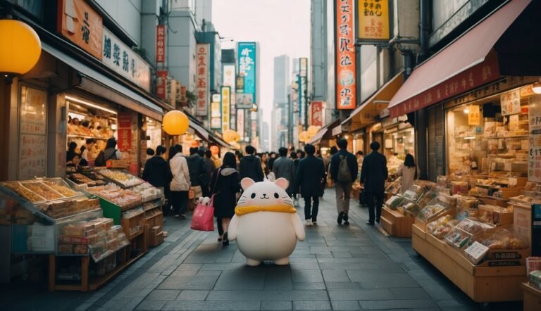 Kawaii Culture Tokyo: The Adorable Heart of Japan 2024! 3 Kawaii Culture Tokyo in a street with a cute pinguin with several shops