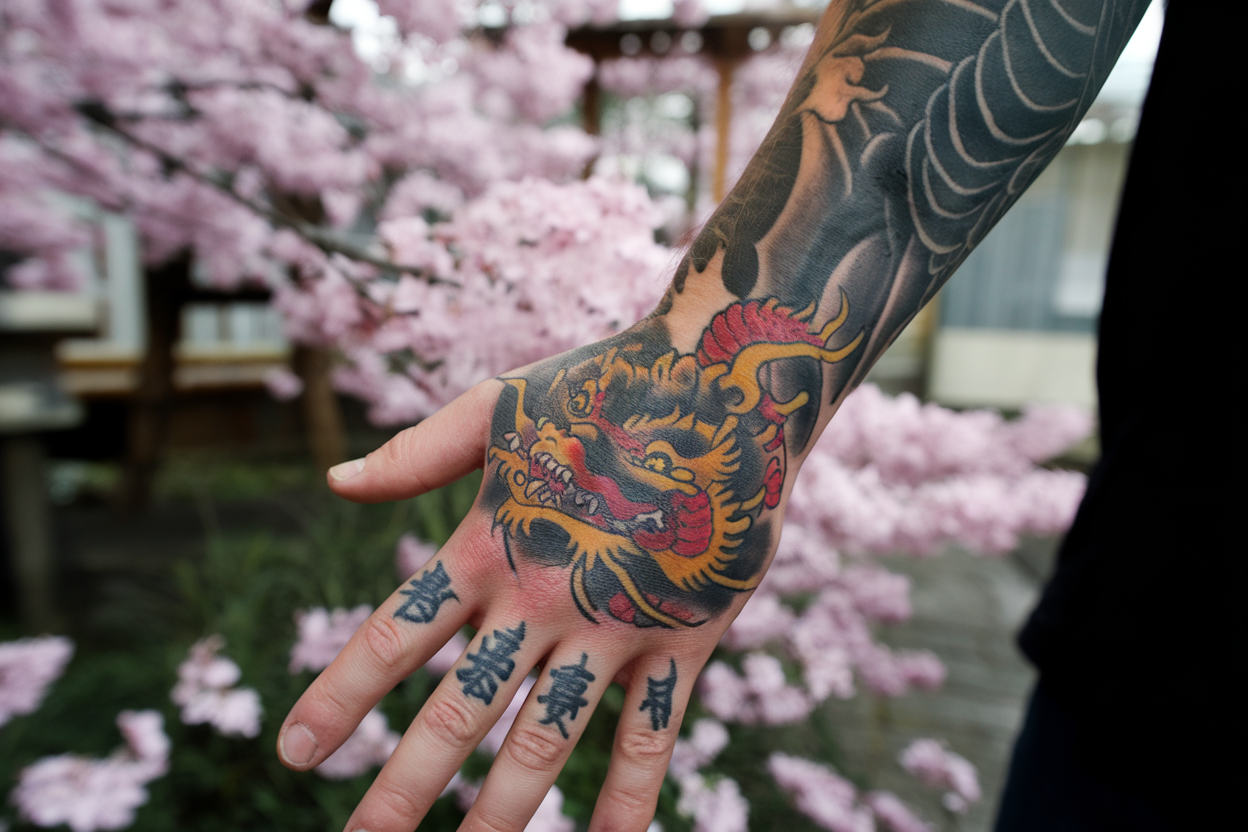 Japanese Dragon Hand Tattoo