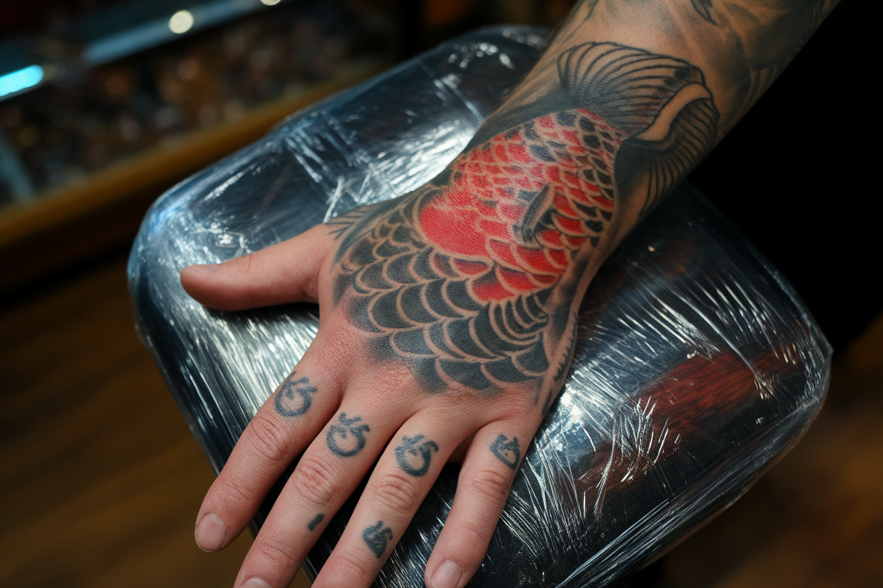 koi fish Hand Tattoo japanese hand tattoo