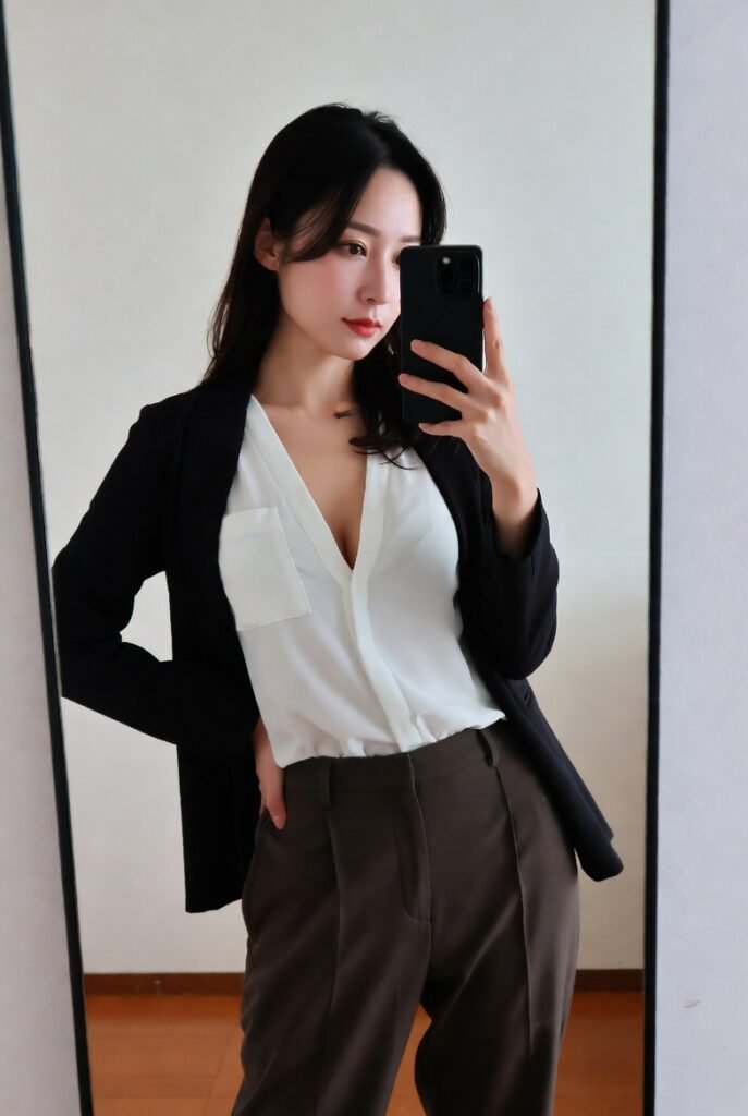 japanese women elegant blouse outfits