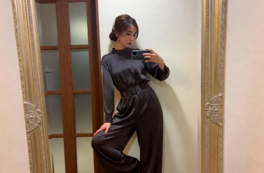 japanese women clean jumpsuit outfits