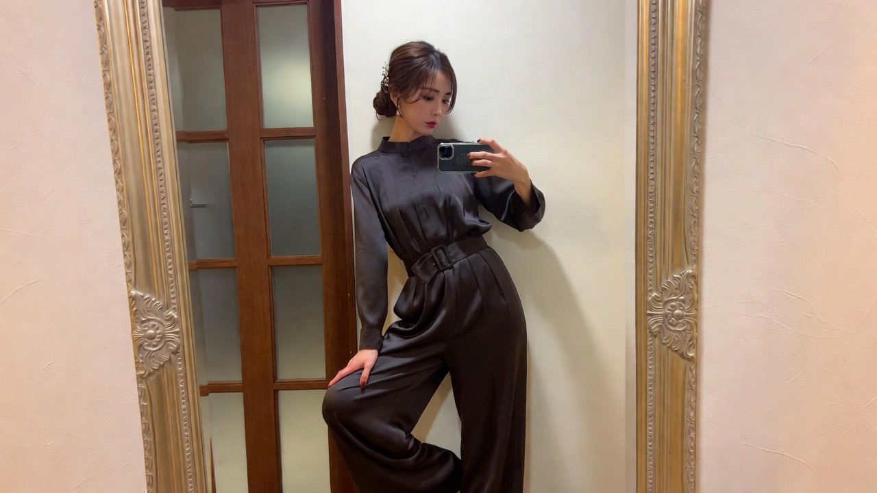 japanese women clean jumpsuit outfits